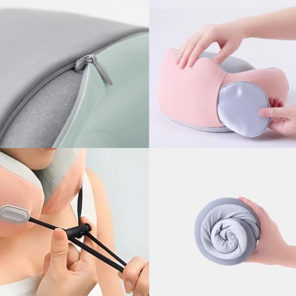 Polyester/Cotton Memory Foam U-Shape Neck Pillow for Head and Neck Support on Plane