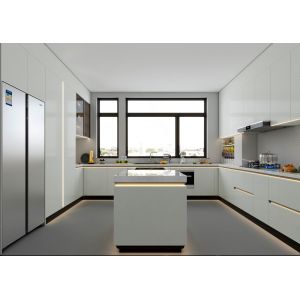 Melamine Lacquer Kitchen Cabinets With Handle Design Customized Kitchen