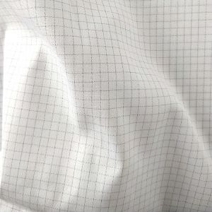 White Cotton Polyester Carbon 4mm Grid Anti Static Tessuto Panno