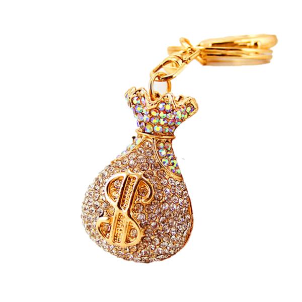 Money Bag Key Chain Ornaments Silk Screen Printing Diamond 50mm Wide