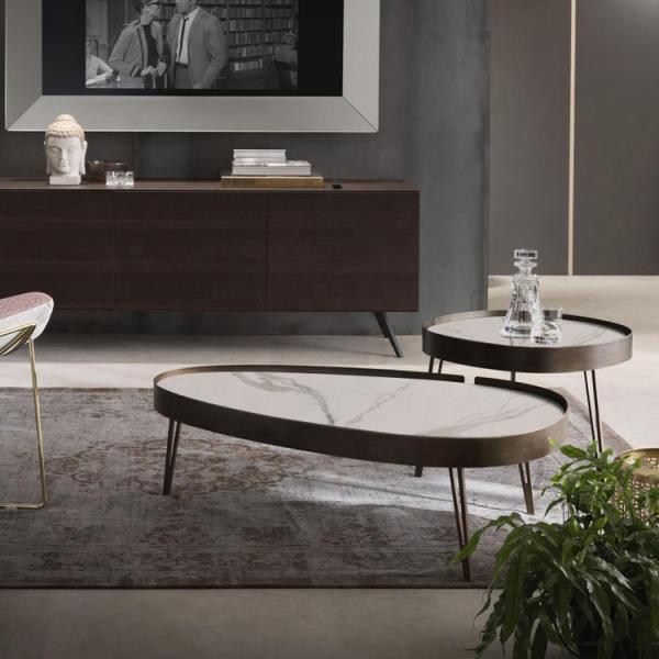 Buy 110cm Long Marble Coffee Table Set at wholesale prices