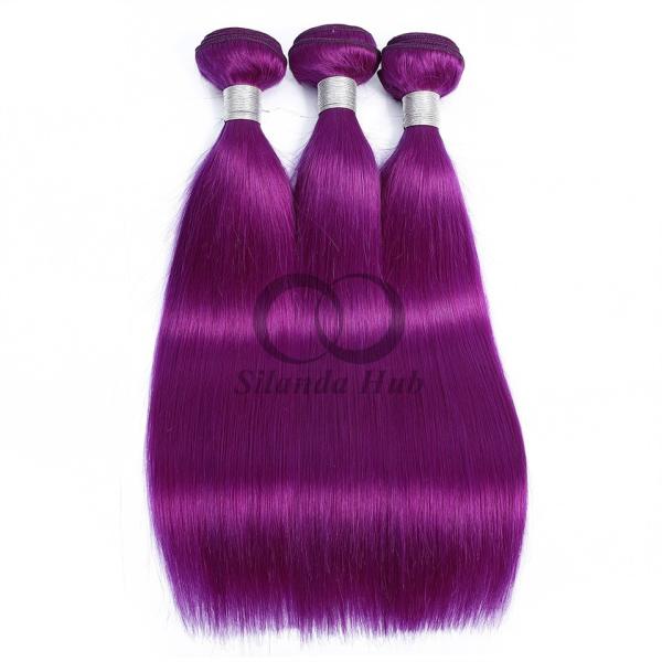 Purple Straight Remy Human Hair Bundles Sew In Weave Bundles Brazilian Bundle Deals