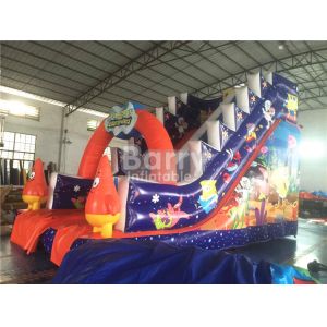 Professional Spongebob Commercial Inflatable Slide Fireproof For Kids Playground
