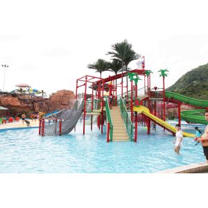 6.5 M Kids Water House / Water Playground Equipment for Swimming Pool in Aqua