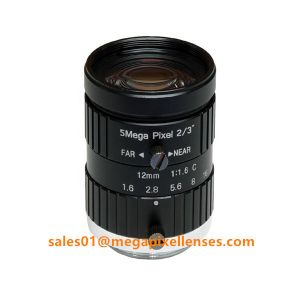 2/3 12mm F1.6 Megapixel Manual IRIS C Mount Industrial FA Lens, 12mm 5MP machine vision industrial Lens