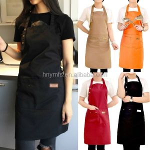 OEM Kitchen Cooking Apron Tc Fabric Black Kitchen Bib Aprons