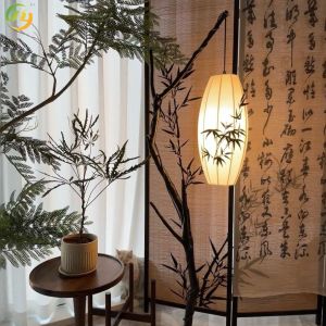 China New Chinese Style Modern Floor Light 1.5ｍ／1.8m Retro Branch Fabric Design Simple Floor Lamp on sale