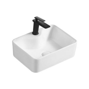 White Rectangle Countertop Wash Basin Sanitary Ware Table Top Ceramic Bathroom Sink