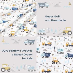 Boys Sheet Set with White Car Pattern,Breathable Silky Soft Microfiber Kids