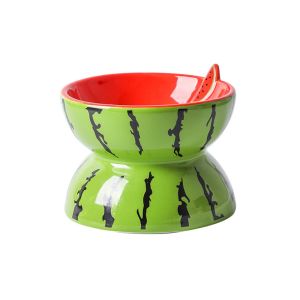 Anti Overturning Raised Ceramic Cat Bowl Rounded Shape Sustainable