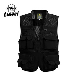 Summer Designer Casual Biker Multi-pocket Mesh Utility Breathable Sleeveless