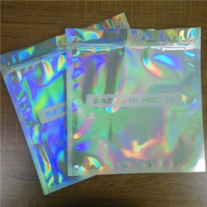 China Clothes Underwear Packaging Stand Up Zipper Pouch Bags Iridescent Glitter Holographic k on sale