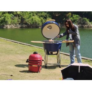 Red Glazed 15 Inch Kamado Grill Smoker Ceramic Charcoal Kitchenware