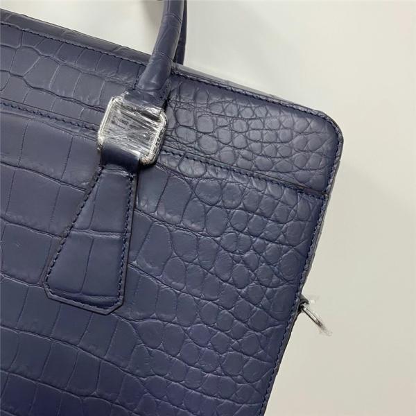 Authentic Crocodile Belly Skin Matt Finish Navy Blue Businessmen Briefcase Purse Genuine Alligator Leather Male Handbag