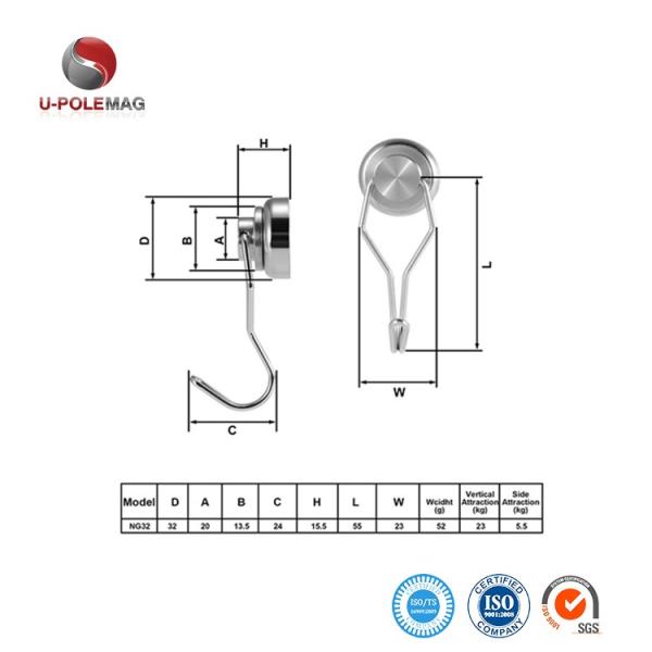 Industrial Magnet Neodymium Magnet Super Strong Holder Hook Magnetic Hooks and Durable