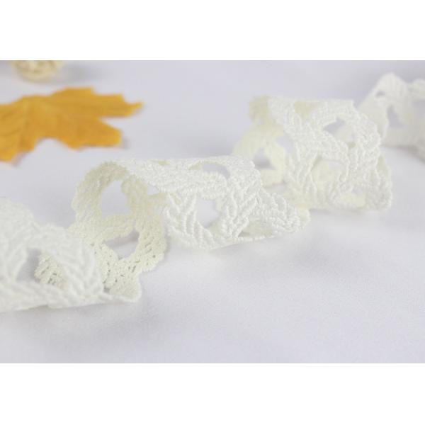 3.3cm Wide White 100% Polyester Scalloped Lace Trim Leaf Pattern For DIY Sewing