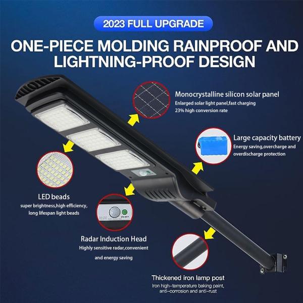 IP65 Outdoor High Power All In One Led Solar Street Light Aluminum Durable Pole IK10 Protection with Solar Panel