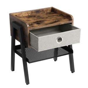 Particleboard Nightstands, Bedside Table, Nightstands with Fabric Drawer,