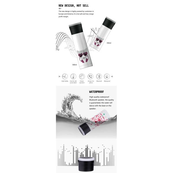 12 oz reusable 304 stainless steel insulation cups portable speaker music cup with 3D Printing custom logo