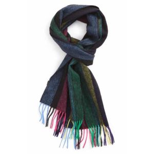 Geometric Reversible Winter Knitted Scarf Embroidery Logo / Wool Yarn Available