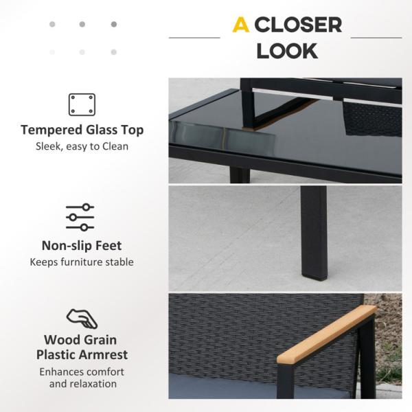 Balcony Lounge Outdoor Iron Metal Patio Furniture Set Mixed with Waterproof PE Rattan