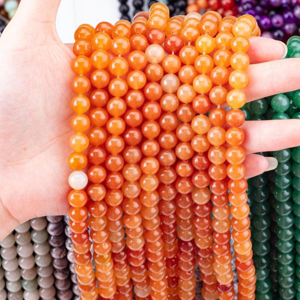 Natural Red Aventurine Healing Semi Precious Crystal Beads For Jewelry Making