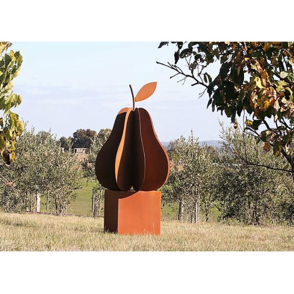 Buy Amazing Design Garden Art Rusty Corten Steel Sculpture Fruit Pear Sculpture at wholesale prices