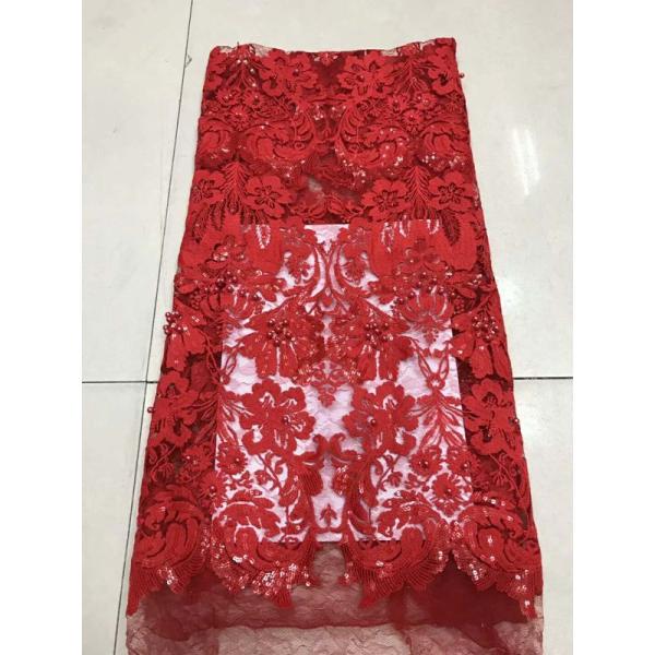 Shiny Sequin Embroidered Floral Beaded Bridal Lace Fabric Light And Transparent Texture