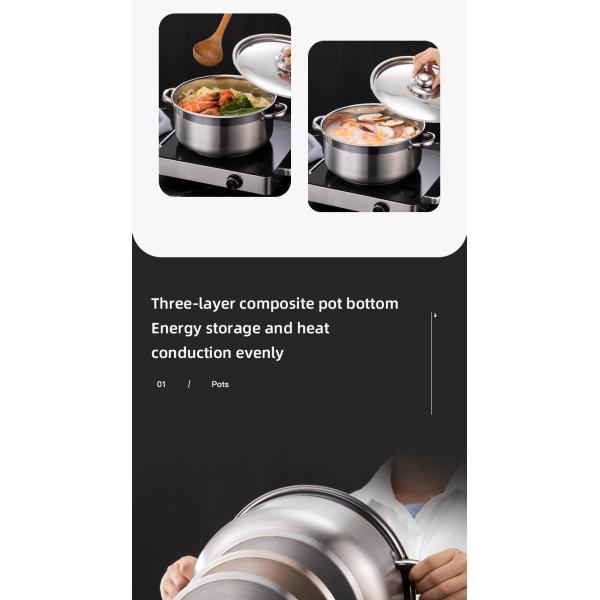 Hot Selling Kitchen Cooking Pot Set Stainless Steel Soup & Stock Pots Cookware Cooking Soup Pot Set