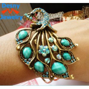 Quality Beautiful restro crystal blue peacock bangles bracelets metal casting jewelry for sale