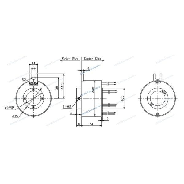Standard IP51 Through Hole Slip Ring Rotary Electric Signal Joint