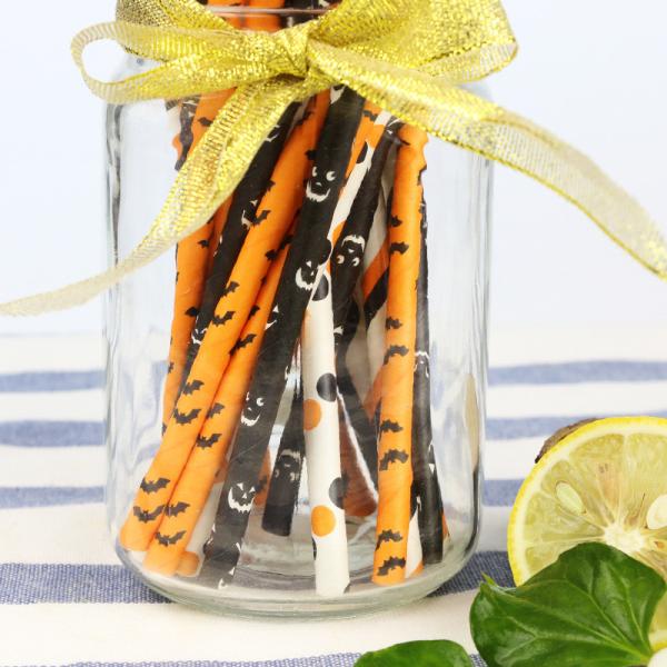 Halloween Day Individually Wrapped Paper Straws Drinking Disposable Colorful