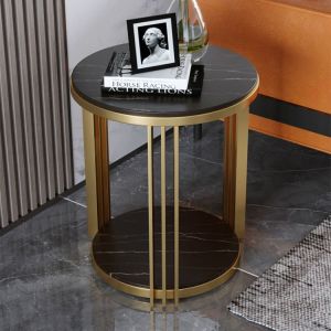 Stainless Steel Circular Sofa Side Table For Living Room
