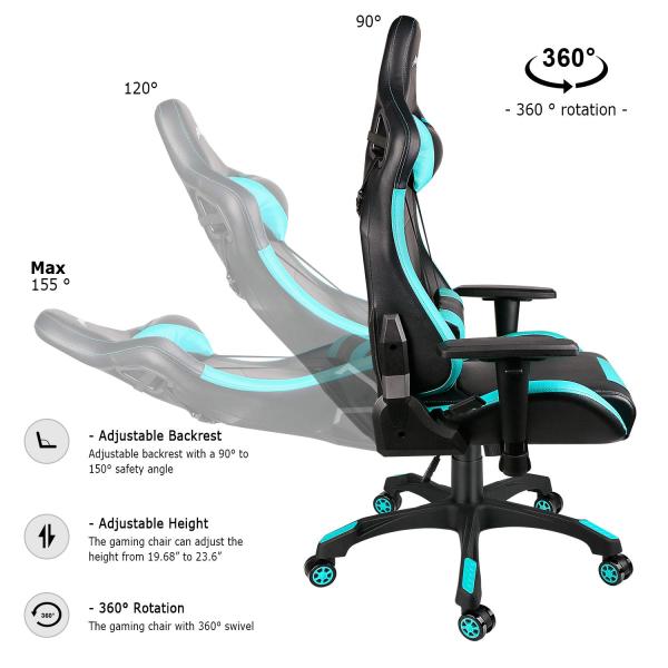 Customized Color Computer Office Gaming Chair High Back PU Leather Swivel Racing Style