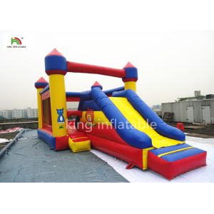 Waterproof Inflatable Jumping Castle With Slide Outside Yellow Rockey