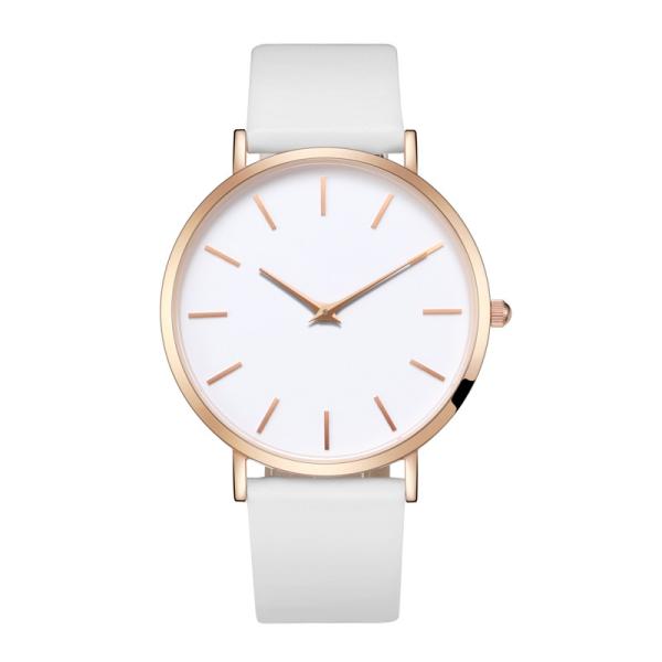 Buy Ultra Thin 3atm Womens Metal Watches White Genuine Leather Strap at wholesale prices