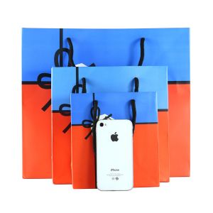 Custom printing logo advertising paper bag with false label