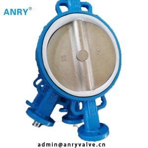 Quality Soft Sealing Worm Gear ductile iron Body PTFE lined Wafer PN16 Butterfly Valve for sale