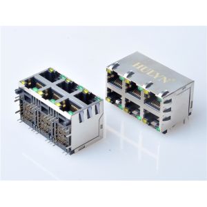 Quality HULYN RJ45 jacks，Shielded RJ45 Modular Jack Connector,with LEDs, 2x3 Ports,RJ45 connector for sale