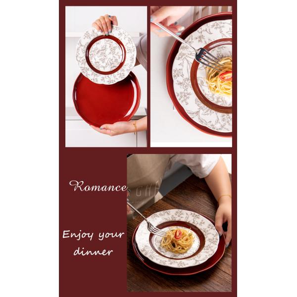 2024 Ceramic Plate Gift Porcelain Red Charger Plates For Beautiful Crockery Presents