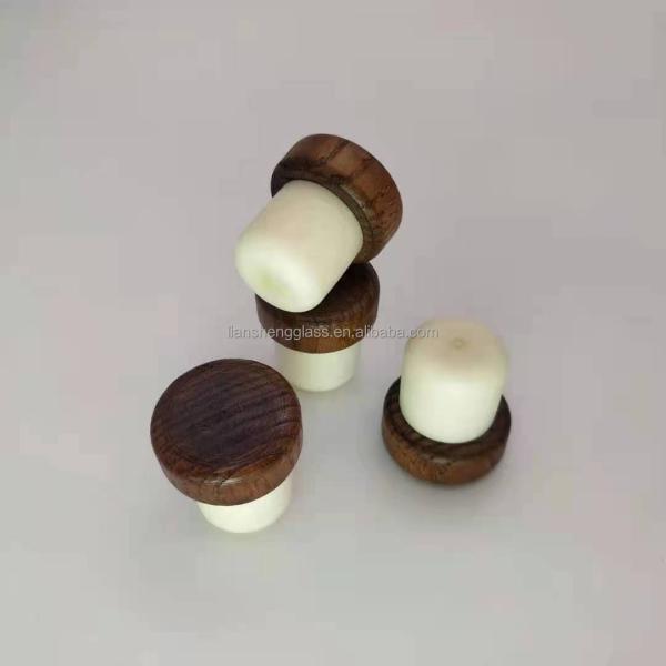 Non Spill Sealing Plug Cap Synthetic Cork Wooden Top Aluminum Metal Wine Bottle Cork