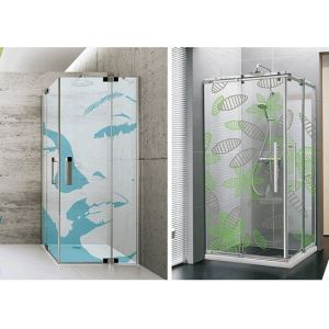 China Beautiful Custom Bathroom Shower Glass With Digital Printing Pattern on sale