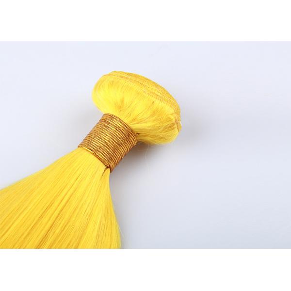 Customized Yellow Silk Straight 100% Human Hair Extensions Long Lasting Cuticle Aligned