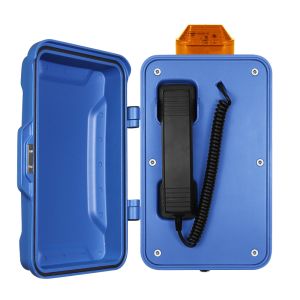 Yellow Industrial Analog Telephone / Weatherproof Analog Phone With Warning Lamp