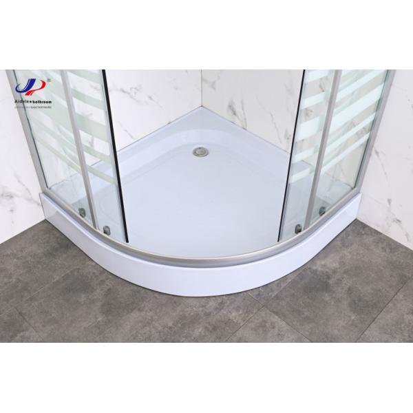 Quadrant Shower With Aluminium Frame And White Stripes Glass For Modern Bathroom Design