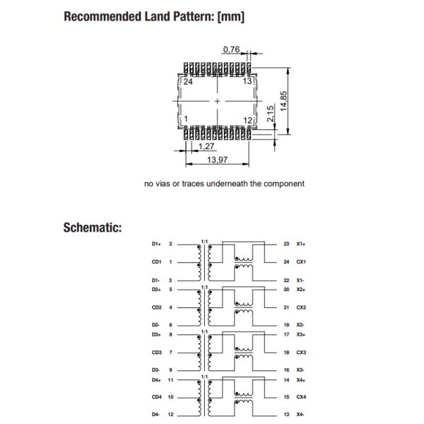 749024015C 1000Base-T SMT Transformer