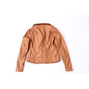 Water Resistant Coffee Faux Leather Bomber Jacket Womens 100% Polyurethane