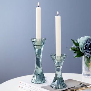 Hot sales customized clear crystal glass candelabra candlestick holder