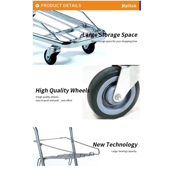 Removable Double Steel Supermarket Shopping Trolley Cart For Basket