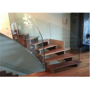 Wooden Treads Curved Staircase Building Curved Stairs With Laminated Tempered
